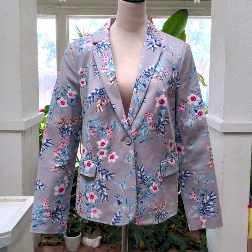 Liz Claiborne Career Spring Floral Blazer L